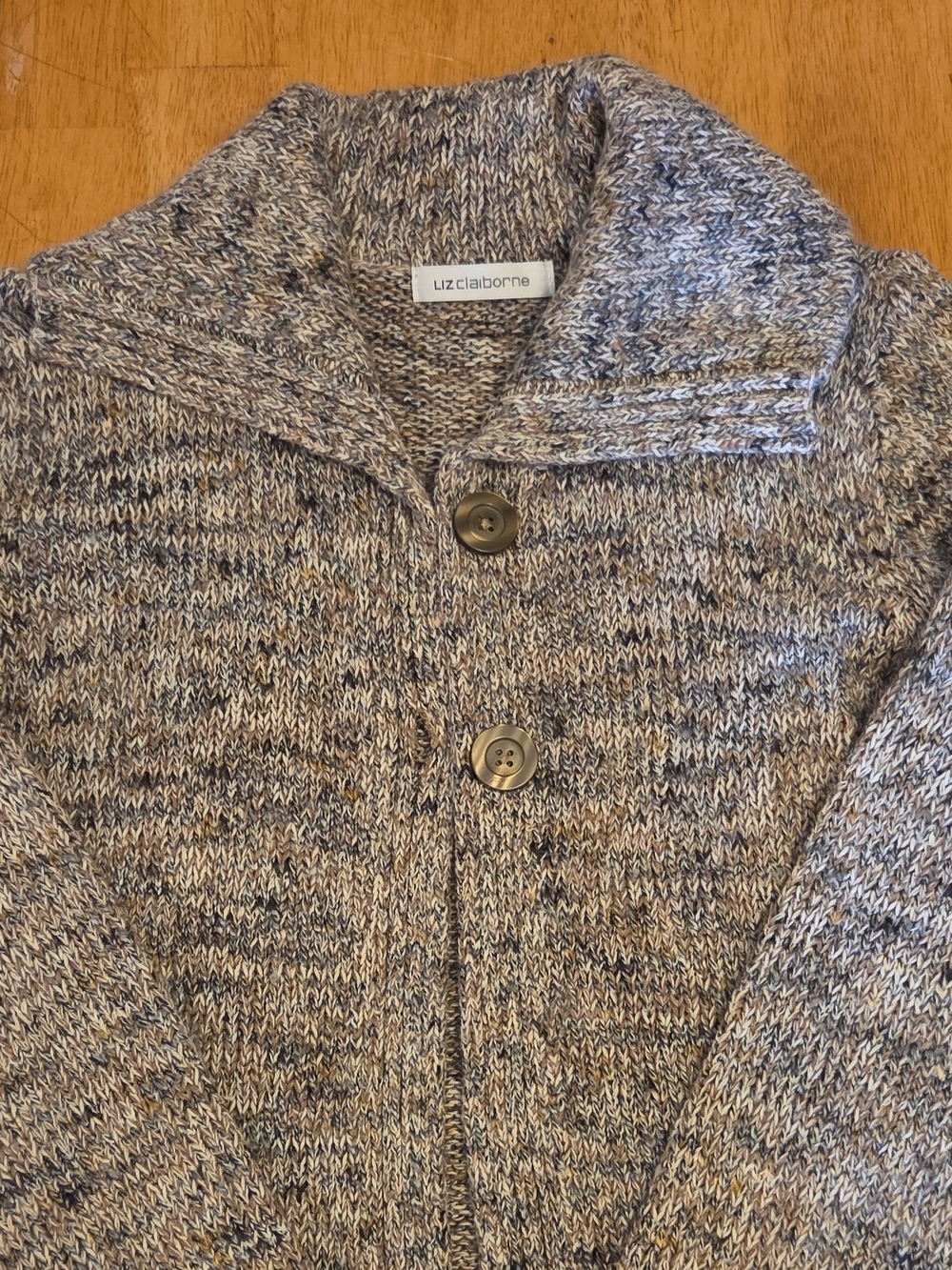Liz Claiborne Men’s Marled Brown Shawl Collar Sweater